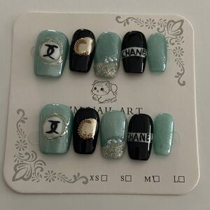 NEW fashion  Nail Art Set in Black and Mint